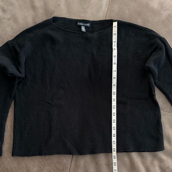 Eileen Fisher Black Cropped Merino Wool Sweater - Medium - Picture 9 of 12